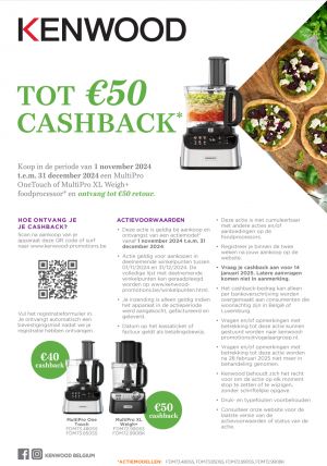 Kenwood Foodprocessor: Tot €50 cashback