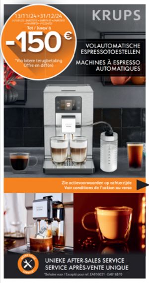 Krups volautomatisch espressotoestel: Tot €150 cashback