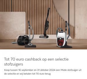 Miele Stofzuiger: Tot €70 cashback