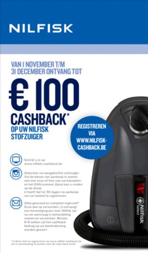 Nilfisk Stofzuiger: Tot €100 cashback