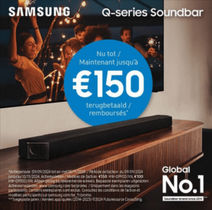 Samsung Q-series Soundbar: Tot €150 cashback