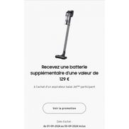 Samsung Aspirateur balai Jet: Batterie supplémentaire gratuite d'une valeur de 129€