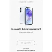 Samsung Galaxy A55: 50€ de remboursement