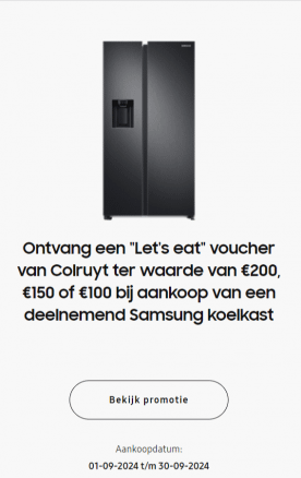 Samsung Koeling:  'Let's Eat' voucher Colruyt tot €200