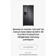 Samsung Refroidissement: voucher 'Let's Eat' de Colruyut jusqu'à €200 