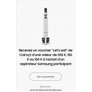 Samsung Aspirateur: Voucher 'Let's Eat' Colruyt jusqu'à 200€