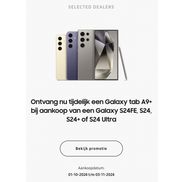 Samsung Ontvang een Galaxy tab A9+ bij aankoop van een Galaxy S24FE, S24, S24+ of S24 Ultra