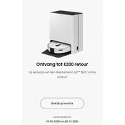 Samsung Jet Bot combo: Tot €200 cashback