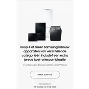 Samsung Inbouw: Koop 4 apparaten incl. brede koel-vriescombinatie en ontvang een Bespoke Jetbot Combo Steam