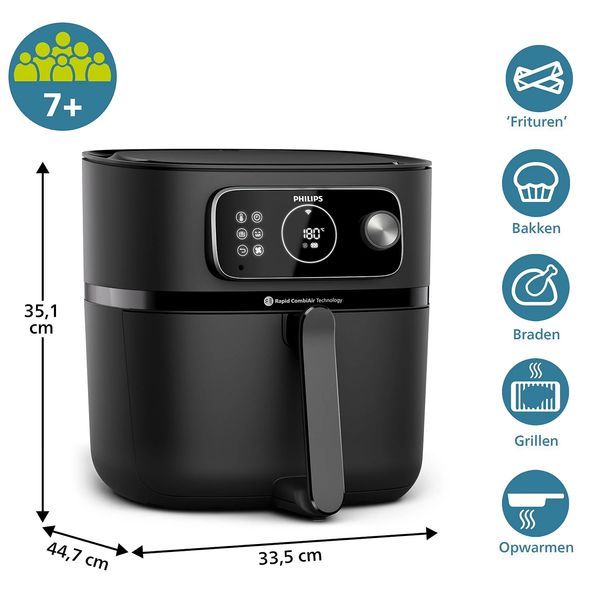 HD9876/90 Airfryer 8,3L Zwart 22in1 Wifi 