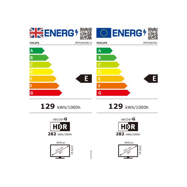 85PUS8309/12 LED 4K Ambilight TV 85inch 