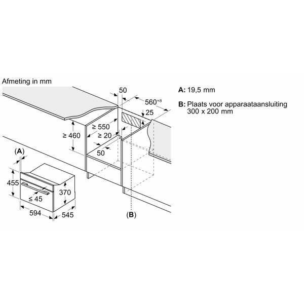 CEG732XB1 Serie 8 Inbouwmagnetron 60 x 45 cm Zwart 