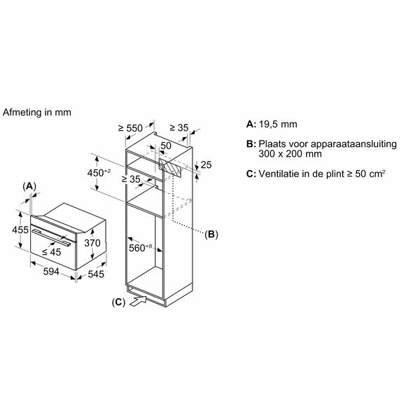 CEG732XB1 Serie 8 Inbouwmagnetron 60 x 45 cm Zwart 