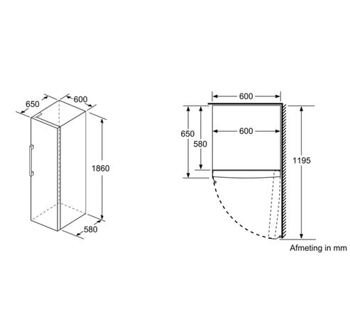 GSN36VLEP Serie 4 Vrijstaande vriezer 186 x 60 cm RVS look  Bosch