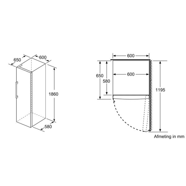 Bosch GSN36VLEP Serie 4 Vrijstaande vriezer 186 x 60 cm RVS look