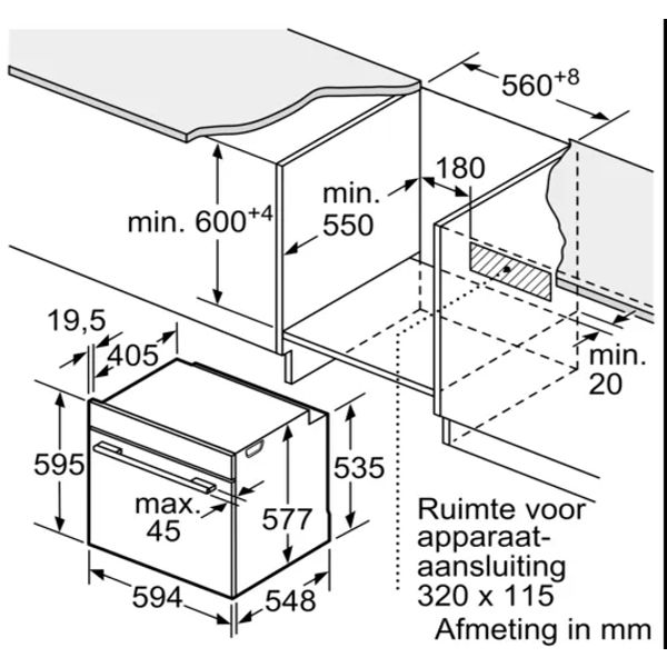 HSG7364B1 Serie 8 Combi stoomoven 60 x 60 cm Zwart 