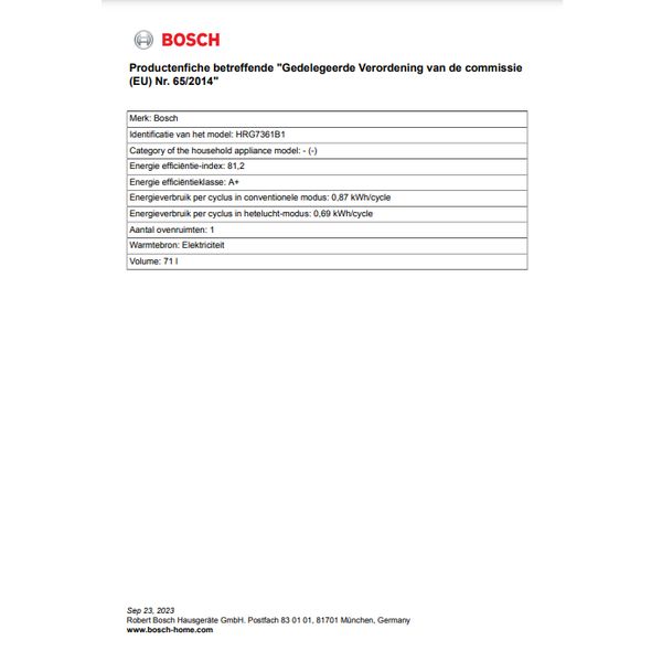 Bosch HRG7361B1 Zwart