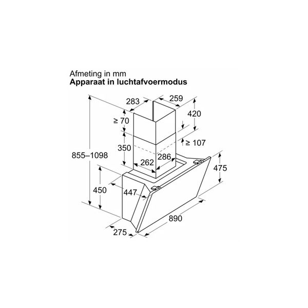 DWK91LT60 Serie 8 Wandschouwkap 90 cm zwart glas 