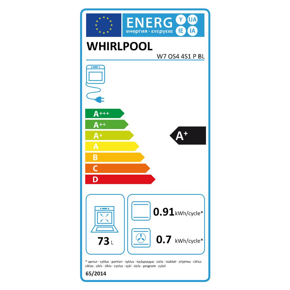 Whirlpool Stoomoven W7 OS4 4S1 PBL