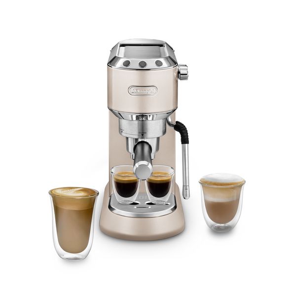 Dedica Arte Manual Espresso-koffiezetapparaat met nieuwe melkopschuimfunctie - Beige Gold 