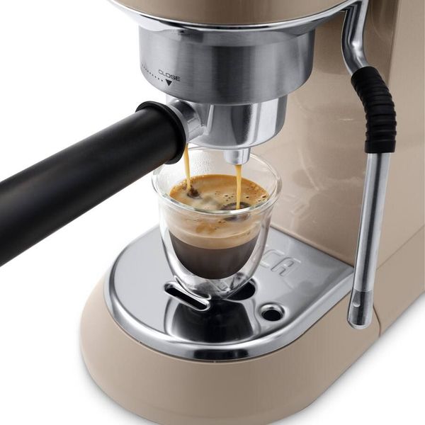 Dedica Arte Manual Espresso-koffiezetapparaat met nieuwe melkopschuimfunctie - Beige Gold 