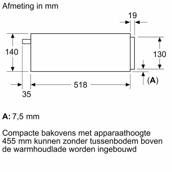 BI710C1B1 iQ700 Warmhoudlade 60 x 14 cm Zwart 