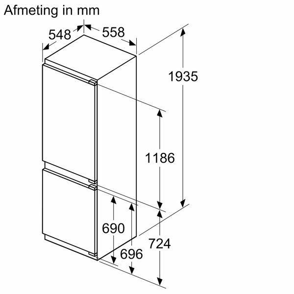 KI96NVFD0 iQ300 Inbouw koel-vriescombinatie 193.5 x 55.8 cm Vlakscharnier 