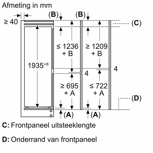 KI96NVFD0 iQ300 Inbouw koel-vriescombinatie 193.5 x 55.8 cm Vlakscharnier 