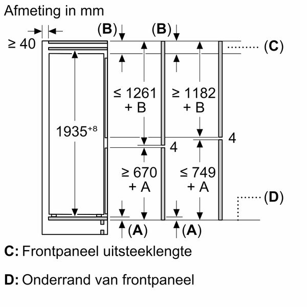 KI96NNSE0 iQ100 Inbouw koel-vriescombinatie 193.5 x 54.1 cm Sleepdeur 