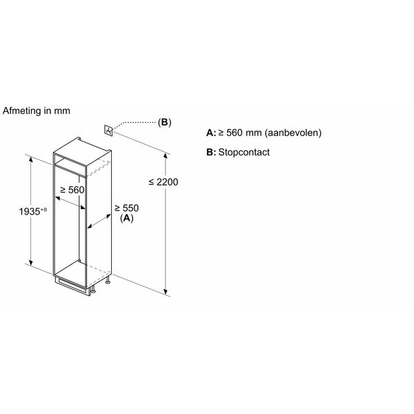 KI96NNSE0 iQ100 Inbouw koel-vriescombinatie 193.5 x 54.1 cm Sleepdeur 