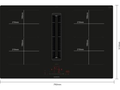 ED807HQ26E iQ500 Inductie kookplaat met ingebouwde dampkap 80 cm Vlakinbouw
