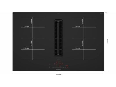 ED87BHQ26E  iQ500 Inductie kookplaat met ingebouwde dampkap 80 cm Matzwart, Opbouw met kader