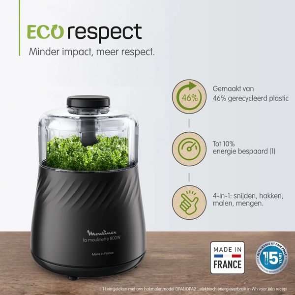 Moulinex DP710810 La Moulinette Eco Respect Hakmolen - 800W - 4 functies