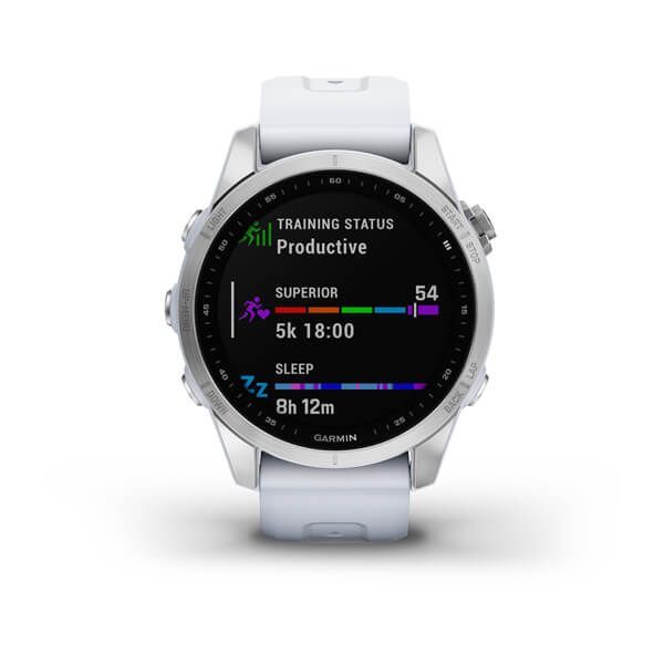 Garmin Fenix 7S Zilver 42mm met Whitestone band