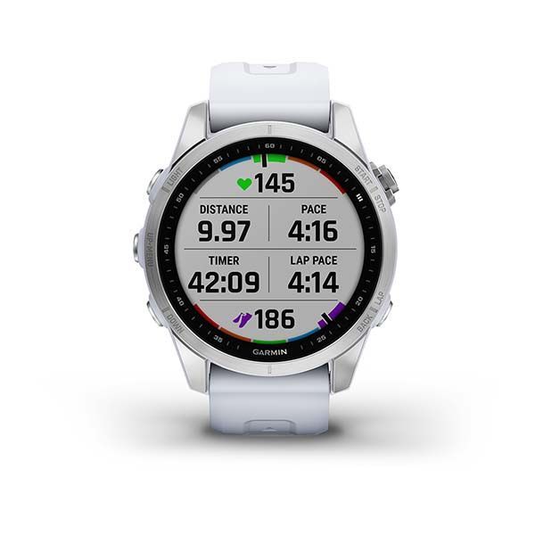 Garmin Fenix 7S Zilver 42mm met Whitestone band