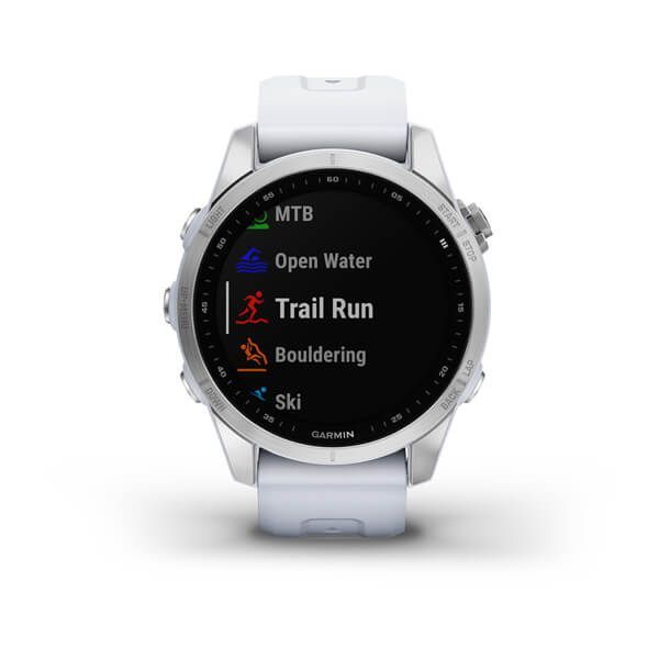 Garmin Fenix 7S Zilver 42mm met Whitestone band