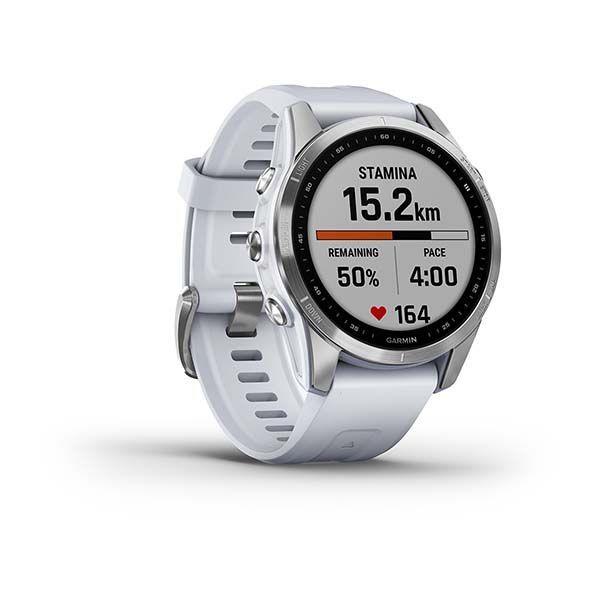 Garmin Fenix 7S Zilver 42mm met Whitestone band