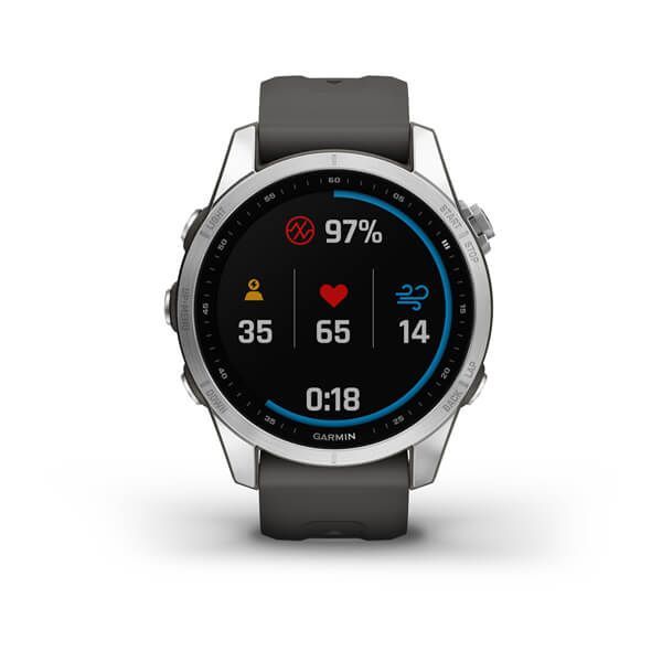 Garmin Fenix 7S Zilver 42mm met Graphite band