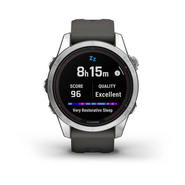 Garmin Fenix 7S Pro Solar, Zilver met Graphite polsband (42mm)