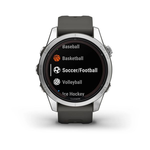 Garmin Fenix 7S Pro Solar, Zilver met Graphite polsband (42mm)