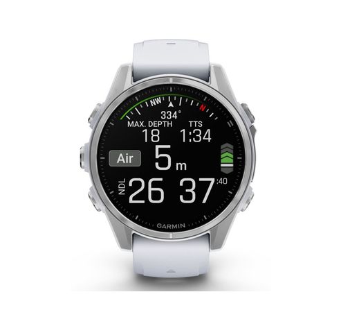 Fenix 8 - 43 mm, AMOLED, Zilver met Whitestone siliconen band  Garmin