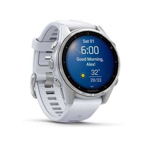 Fenix 8 - 43 mm, AMOLED, Zilver met Whitestone siliconen band  Garmin