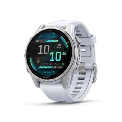 Fenix 8 - 43 mm, AMOLED, Zilver met Whitestone siliconen band 