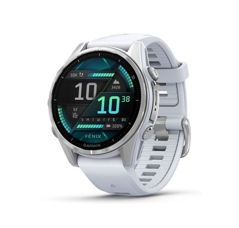 Fenix 8 - 43 mm, AMOLED, Zilver met Whitestone siliconen band  Garmin