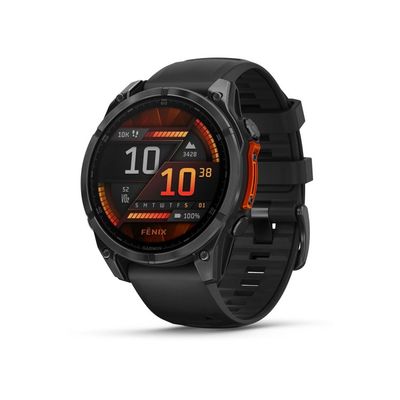 Fenix 8 - 47 mm, AMOLED, Slate grey met Zwarte siliconen band 