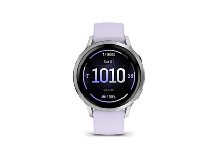 Venu® 4 - 41 mm Zilver met Periwinkle siliconen band