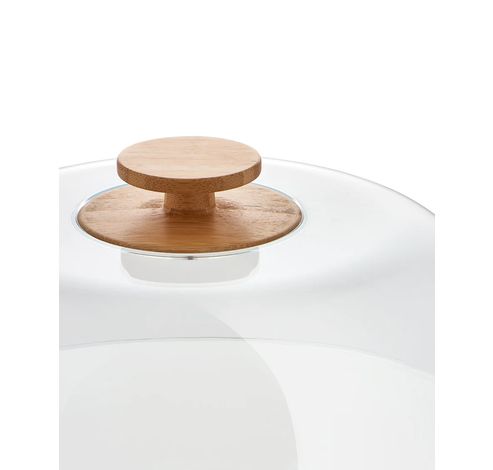 Mattina Stand in porcelain, red. Lid in PMMA with knob in bamboo wood.  Alessi