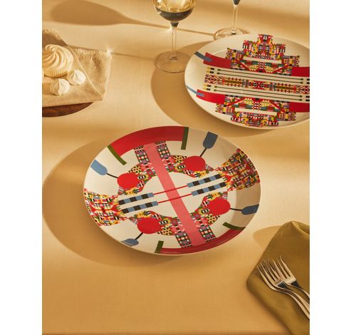 Holyhedrics Pastry plate in decorated porcelain.  Alessi