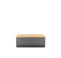 Mattina Bread box in steel coloured with epoxy resin, Dark Grey with cutting board in bamboo wood. 