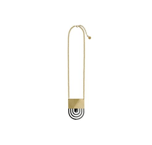 Fresia Necklace in steel, coated with hypoallergenic PVD, gold and black.  Alessi